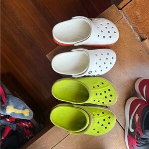 Crocs Clogs - White and Green